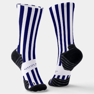 Nautical Stripes Navy Blue Trendy Stylish Socks