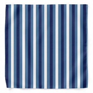 Nautical Stripes Navy Smokey Blue Crisp White Bandana