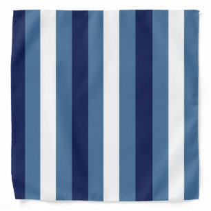 Nautical Stripes Navy Smokey Blue Crisp White Bandana
