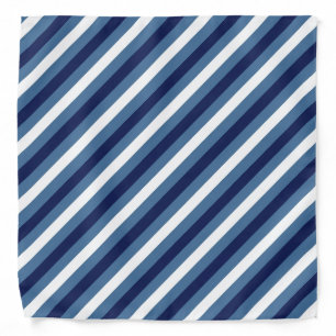 Nautical Stripes Navy Smokey Blue Crisp White Bandana