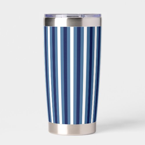 Nautical Stripes Navy Smokey Blue Crisp White  Insulated Tumbler
