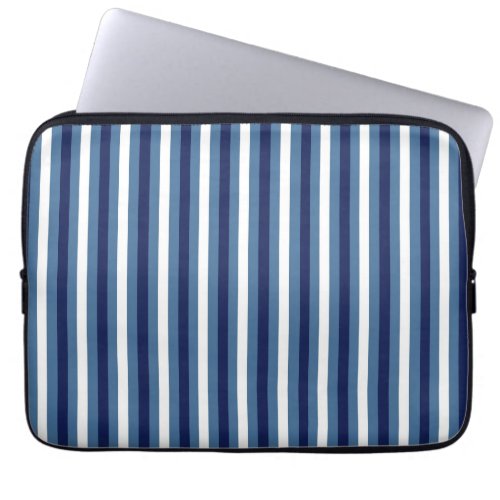Nautical Stripes Navy Smokey Blue Crisp White Laptop Sleeve