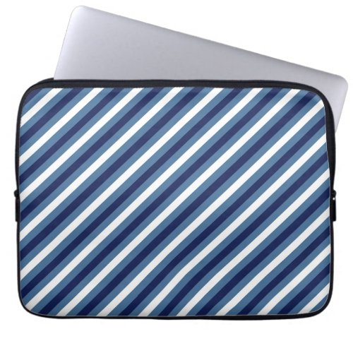 Nautical Stripes Navy Smokey Blue Crisp White Laptop Sleeve