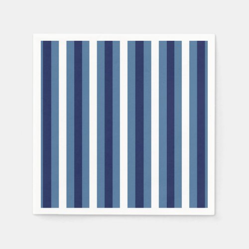 Nautical Stripes Navy Smokey Blue Crisp White  Napkins