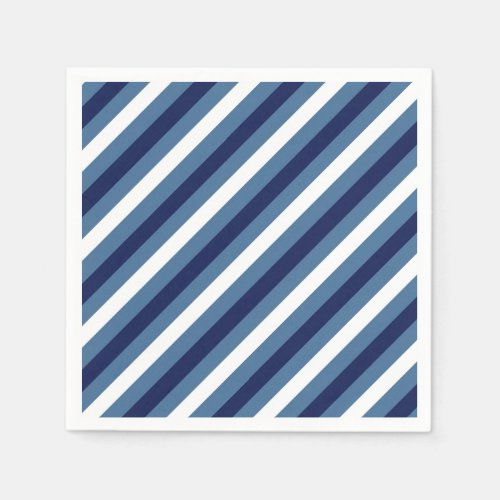 Nautical Stripes Navy Smokey Blue Crisp White  Napkins
