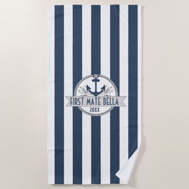 nautical stripe beach towel