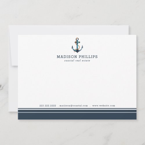 Nautical Stripes Personalized Real Estate Agent Note Card