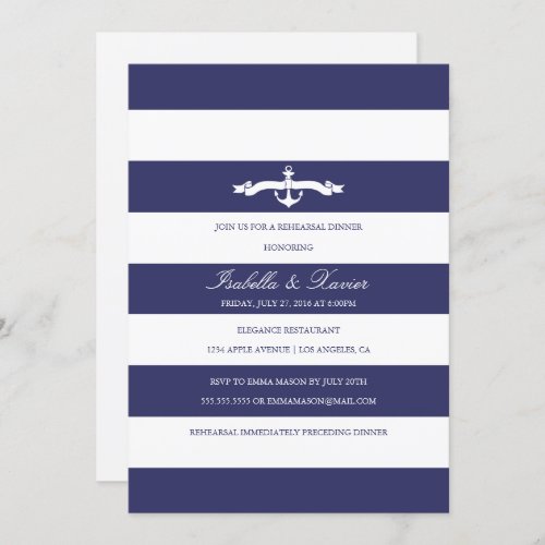 Nautical Stripes  Rehearsal Dinner Invitation