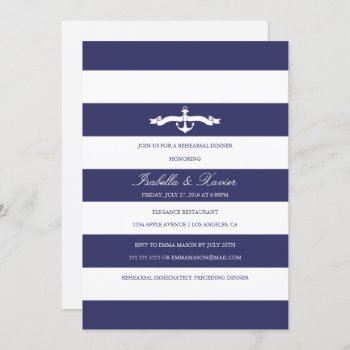 Nautical Stripes | Rehearsal Dinner Invitation by PinkMoonPaperie at Zazzle
