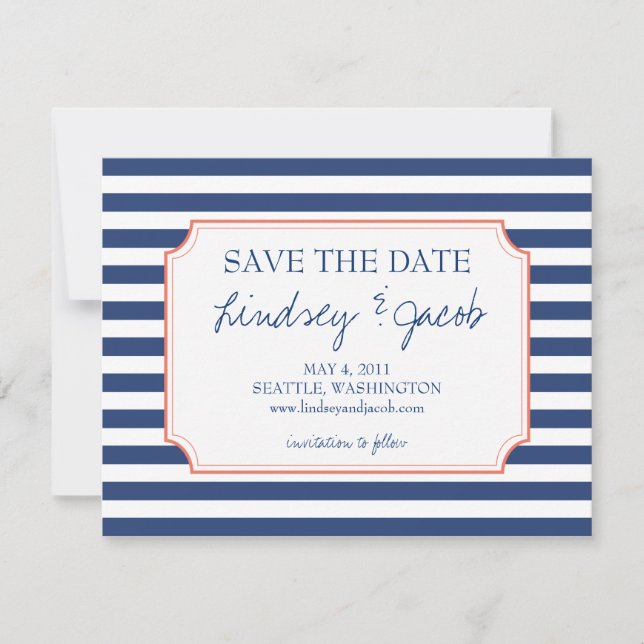 Nautical Stripes Save the Date (Front)