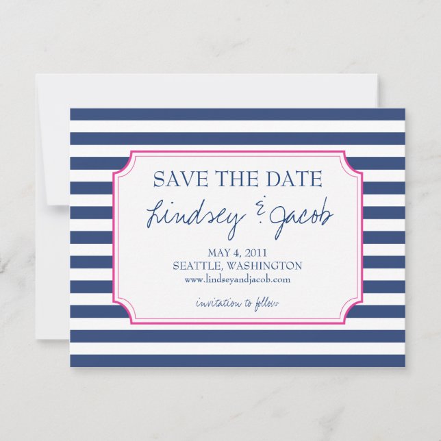 Nautical Stripes Save the Date (Front)