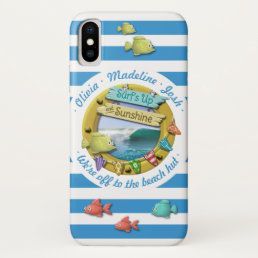 Nautical Stripes Surfing iPhone Case