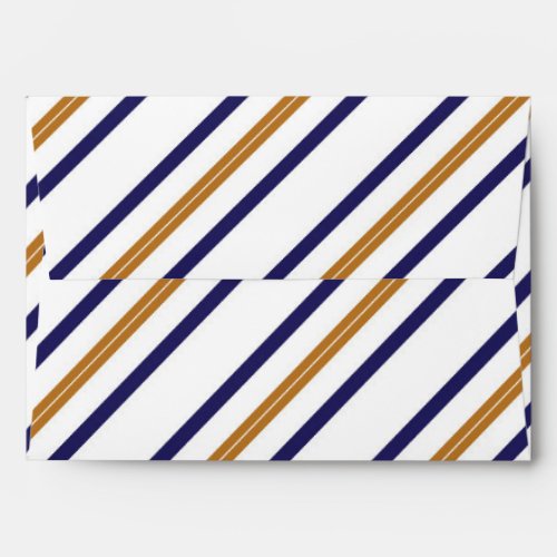 Nautical Stripes White Blue  Gold Invite Envelope