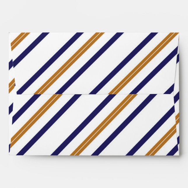 Nautical Stripes White Blue & Gold Invite Envelope (Back (Top Flap))