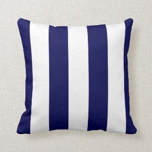 Nautical Stripes Wide CHOOSE YOUR BACKGROUND COLOR Throw Pillow