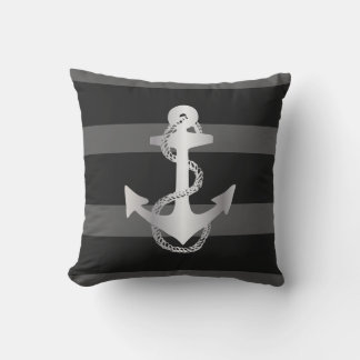 nautical STRIPES WITH ANCHOR | Outdoor Pillow