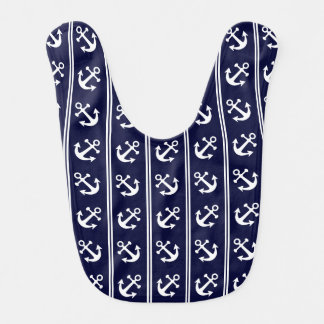 Nautical stripes with anchors baby bib