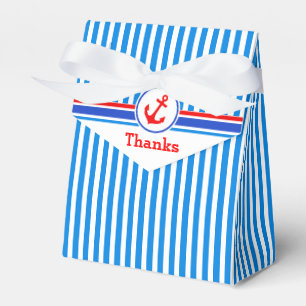 Nautical stripes with red anchor thanks gift box