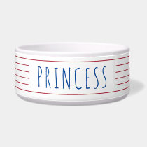 Nautical Stripes with Red White Blue Pet Bowl