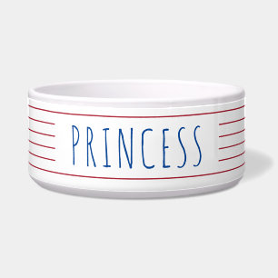Nautical Stripes with Red White Blue Pet Bowl