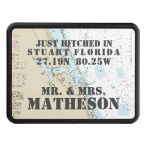 Nautical Stuart Florida Just Hitched Just Married Hitch Cover