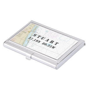 Nautical Stuart Florida Latitude Longitude Chart Business Card Case
