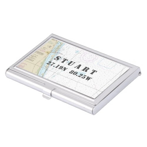 Nautical Stuart Florida Latitude Longitude Chart Business Card Case