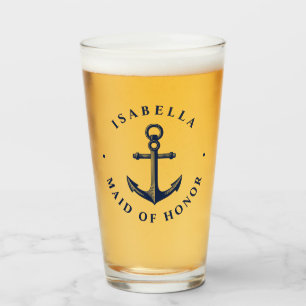 Nautical Style Anchor Maid of Honor Glass