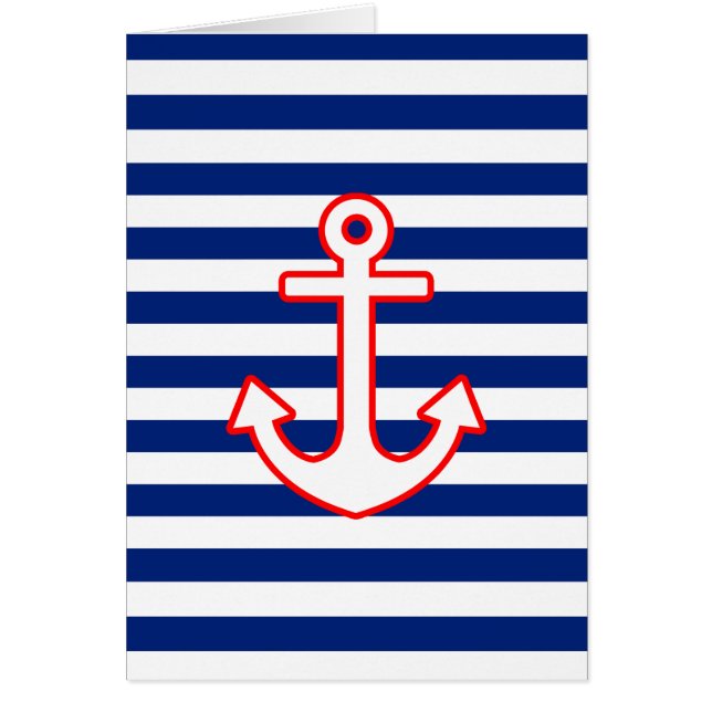 Nautical Style Anchor on Stripes Cards (Front)