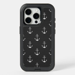 Nautical Style Anchors on Carbon Fibre iPhone 15 Pro Case