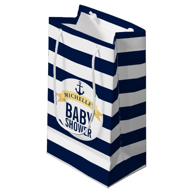 Nautical Style Baby Shower Customized Small Gift Bag (Front Angled)