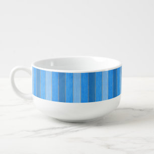 Nautical style blue painted wood soup mug