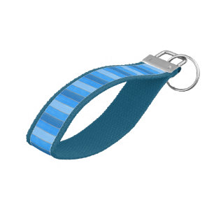 Nautical style blue painted wood wrist keychain