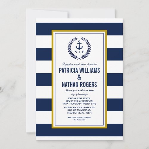 Nautical Style Bold Stripes Wedding Invitation