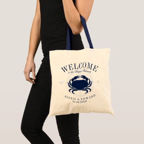 Nautical Style Crab Custom Welcome Tote Bag