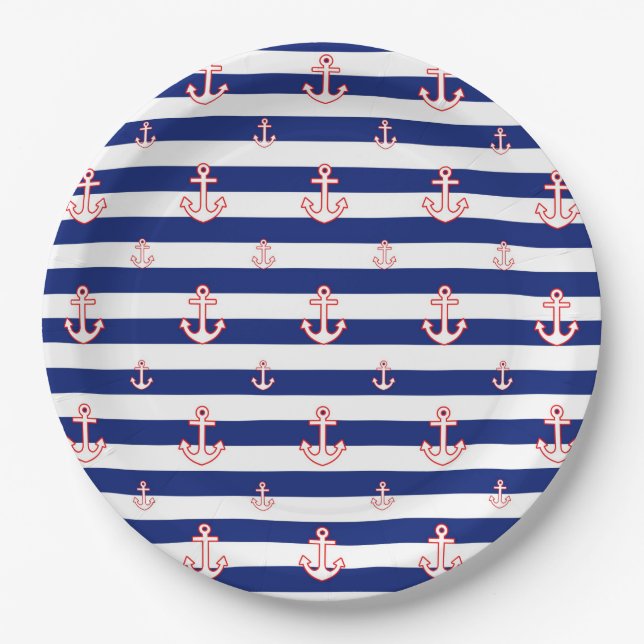 Nautical Style Decor Paper Plates (Front)
