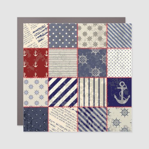 Nautical Style Grunge Patchwork Background Car Magnet