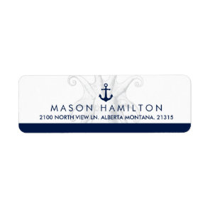 Nautical Style Octopus and Anchor | Return Address Label