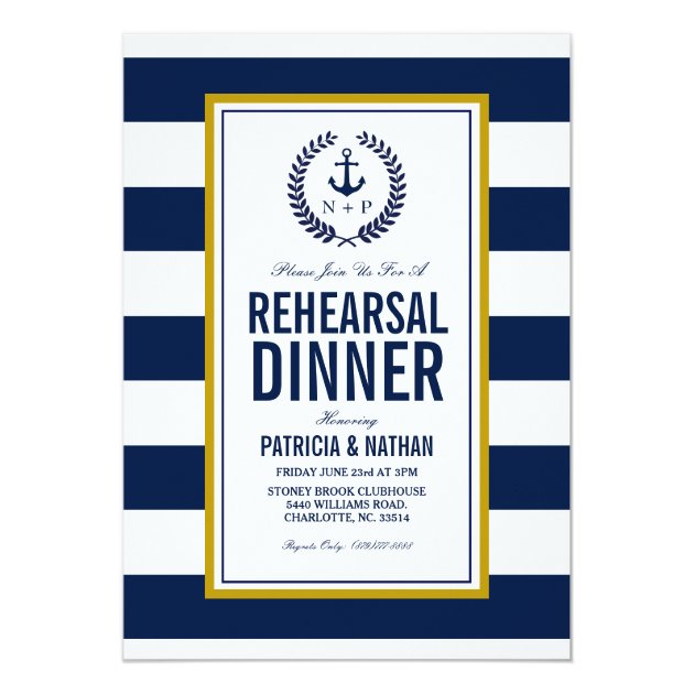 Nautical Style Rehearsal Dinner Invitation