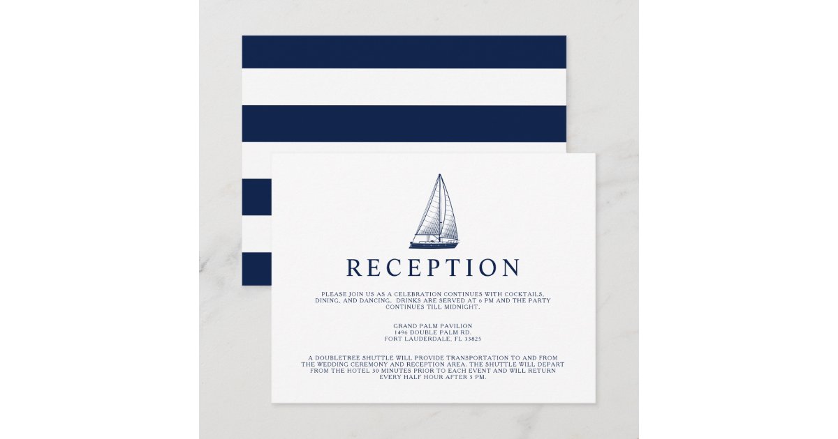 Nautical Style Sailboat Reception Invitation | Zazzle