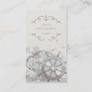 Nautical Style Traveler's Business Card - Beige