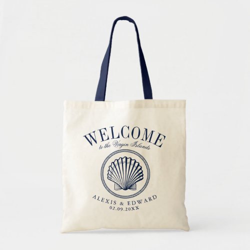 Nautical Style Vintage SeaShell Custom Welcome Tote Bag