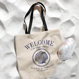 Nautical Style Vintage SeaShell Custom Welcome Tote Bag