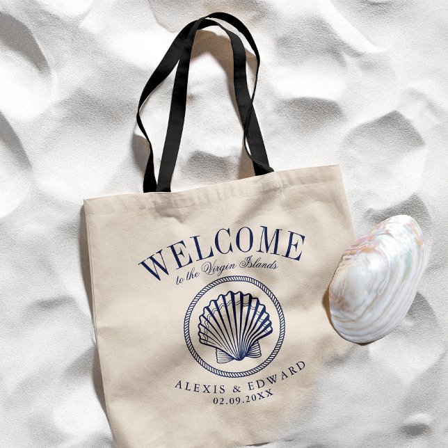 Nautical Style Vintage SeaShell Custom Welcome Tote Bag (Creator Uploaded)