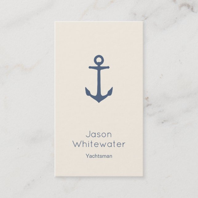 Nautical Style Yachtsman Business Card Ivory Blue (Front)