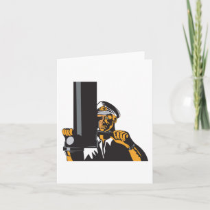 Nautical Submarine Captain Using Periscope  Card