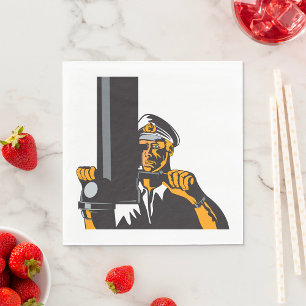 Nautical Submarine Captain Using Periscope Napkins