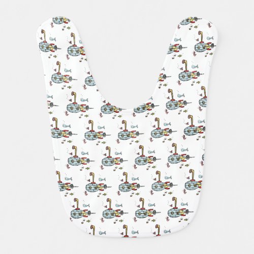 Nautical Submarines Under Water Pattern Baby Baby Bib