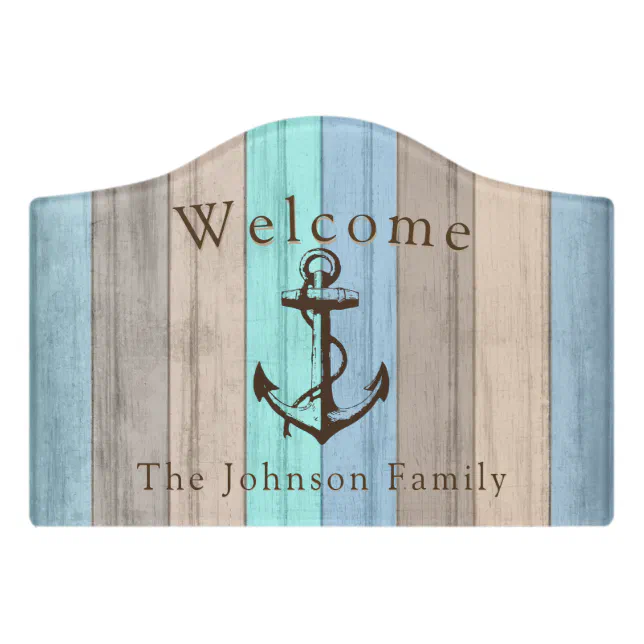 Nautical Summer Beach Wood Anchor - Welcome Door Sign | Zazzle