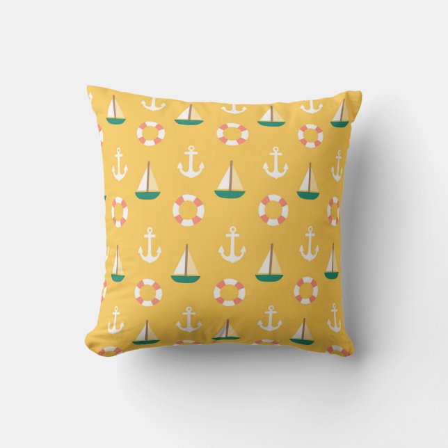 Nautical Summer Charm Throw Pillow (Front)